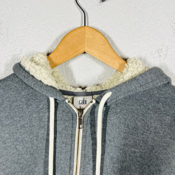 Cabi Fleece Lined Jacket Zip Side Long Sleeve Sweatshirt Full Zip Hoodie Gray S - Picture 3 of 6